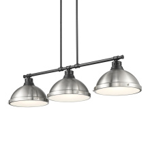 Golden 3602-3LP BLK-PW - Yep by Golden Lighting Duncan 3-light Island Light in Matte Black and Pewter shade